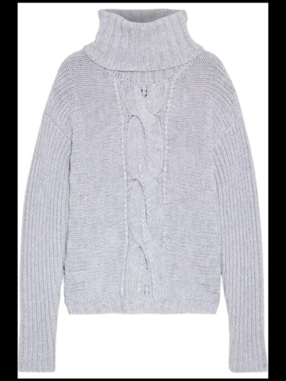 Duffy 100% Cashmere Gray Cable Knit Turtleneck Sweater